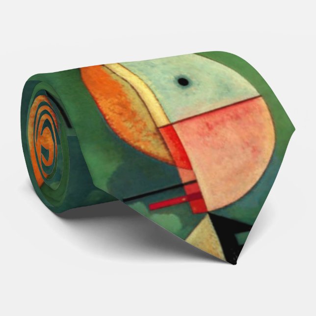 Cravate Kandinsky Vert Haut Orange Abstrait Peinture (Roulé)