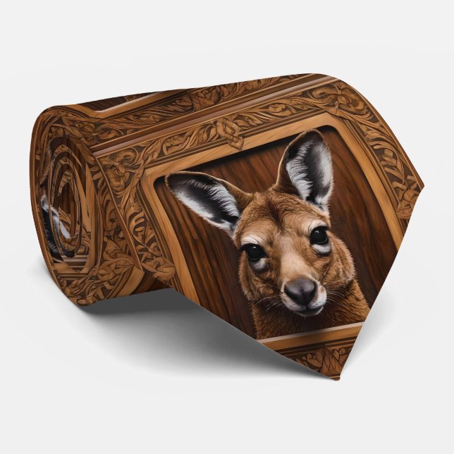 Cravate Kangaroo en bois 3D australien (Roulé)