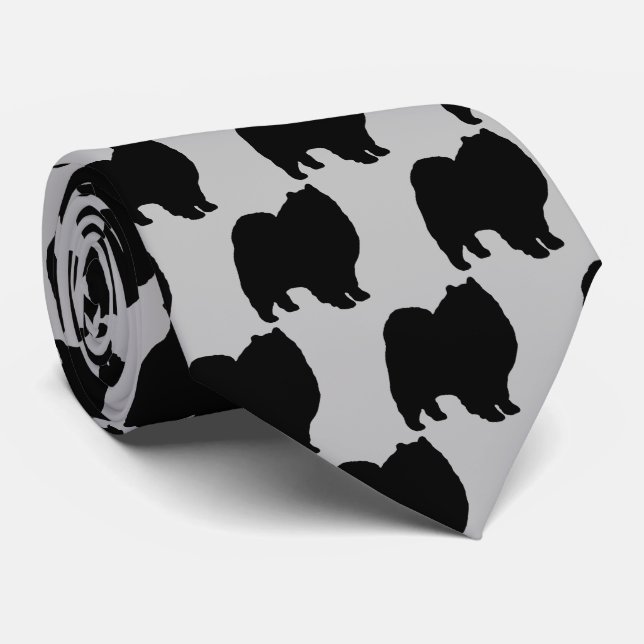 Cravate Keeshond Chien Silhouette (Roulé)