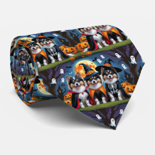 Cravate Keeshond Chiens Citrouille Halloween Funny