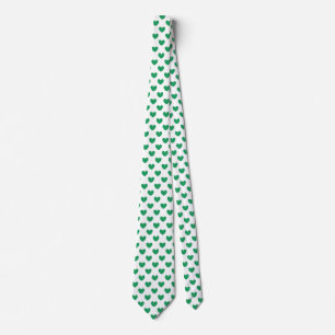 Cravate Kelly Coeurs polka vert sur blanc