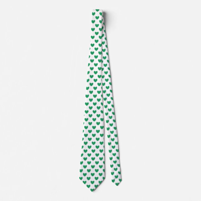 Cravate Kelly Coeurs polka vert sur blanc (Devant)