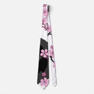 Cravate Kimono japonais Sakura noir et blanc