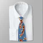 Cravate Koi poisson bleu<br><div class="desc">Carpe japonaise Koi poisson illustration dessin numérique. Poissons nageant dans la mer. Symbole d'abondance, de persévérance et de chance. Animaux aquatiques en orange vif, noir et blanc. Cool sur un arrière - plan bleu denim. Une cravate de nouveauté qui va sûrement déclencher une conversation intéressante. Amusant et à la mode....</div>