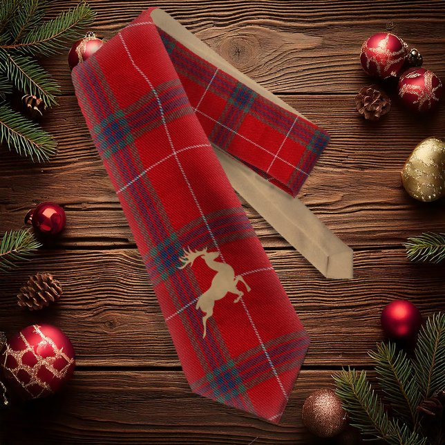 Cravate Kraft Reindeer Tartan Red ID589 (Créateur téléchargé)