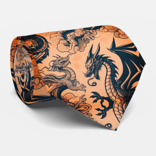 Cravate La guerre des dragons Cieux orange