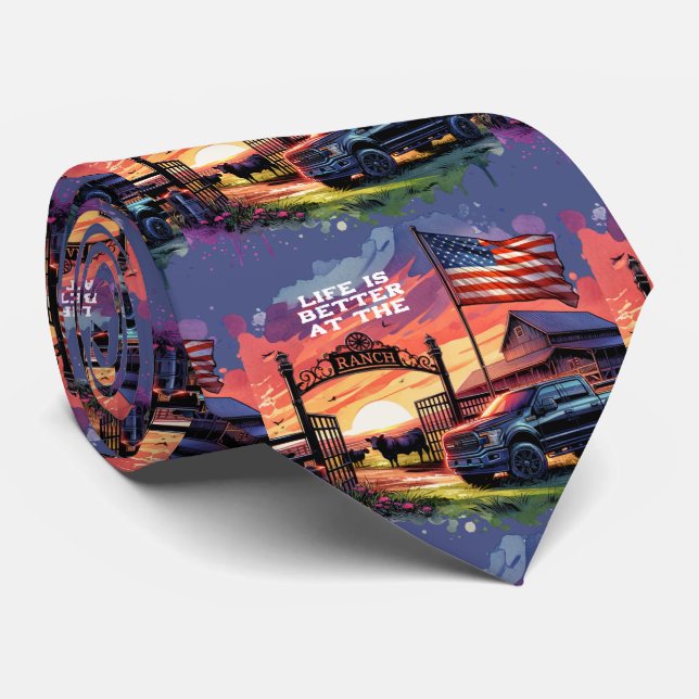 Cravate La Vie Est Meilleure Au Ranch (Roulé)