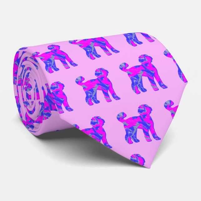 Cravate Labradoodé Chien mignon rose Silhouette rose cou (Roulé)
