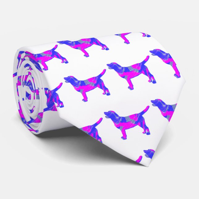Cravate Labrador Retriever Chien rose Silhouette Blanc Cou (Roulé)