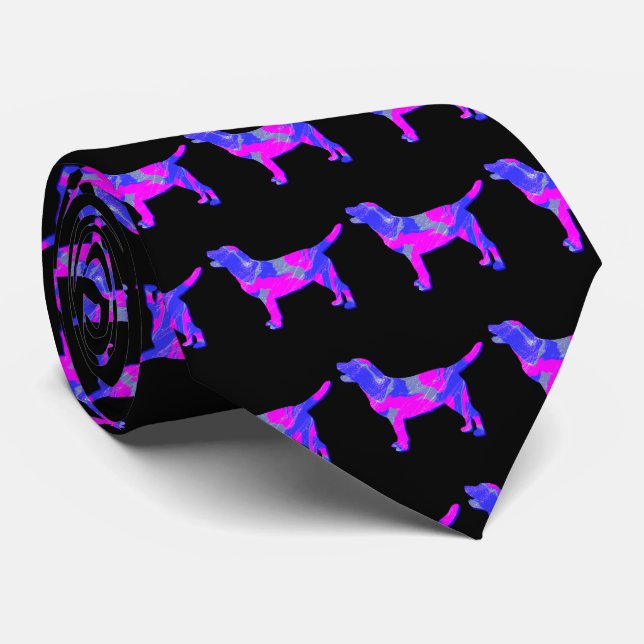 Cravate Labrador Retriever Chien rose Silhouette Noir Cou (Roulé)