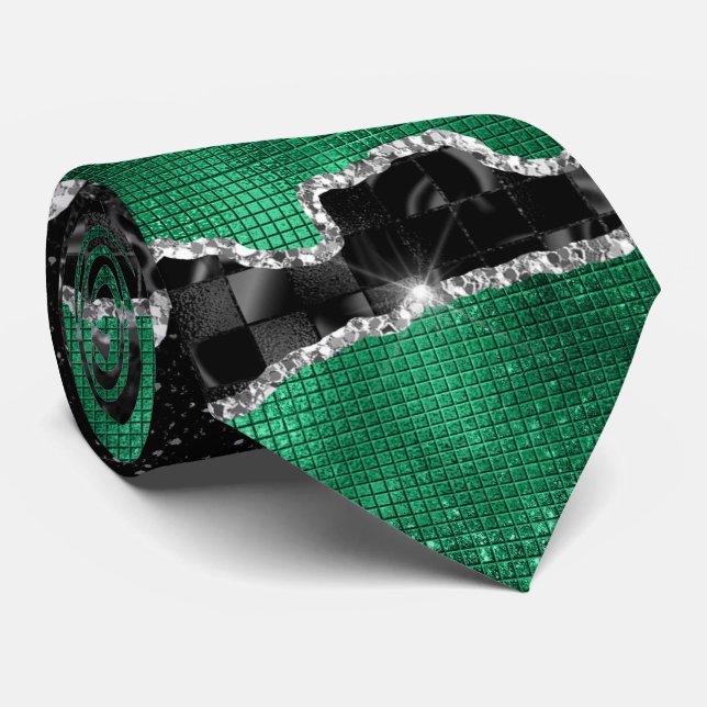 Cravate L'agate argentée verte a un aspect de marbre éléga (Roulé)