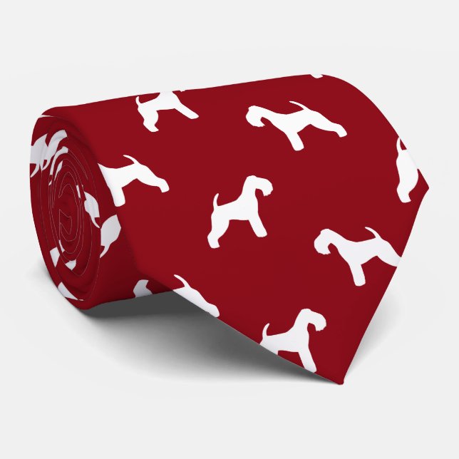 Cravate Lakeland Terrier Chien Silhouettes Motif Rouge (Roulé)