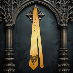 Cravate L'âme de la mélodie, une clef dorée aux ailes.