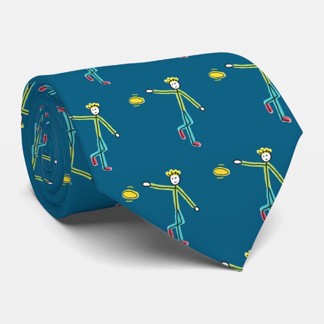 Cravate Lanceur de frisbee en bonhomme bâton (Roulé)