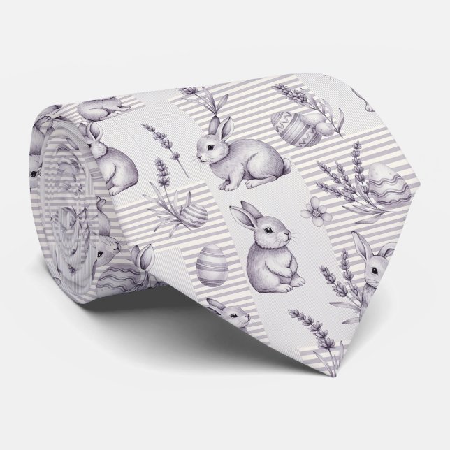 Cravate Lapin de Pâques avec motif pastel de printemps Œuf (Roulé)