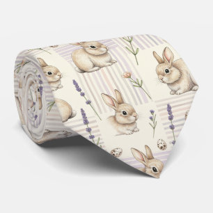 Cravate Lapin de Pâques avec motif pastel de printemps Œuf