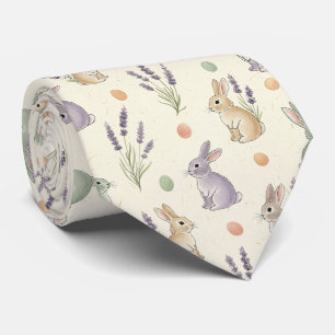 Cravate Lapin de Pâques Minimaliste Motif Pastel Printanie