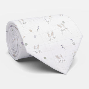 Cravate Lapin de Pâques Neutre Motif Floral Pastel