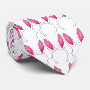 Cravate Lapin de Pâques rose blanc Oreilles Printemps