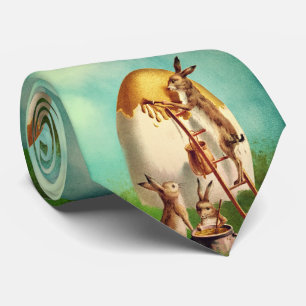 Cravate Lapin drôle vintage et œuf de Pâques
