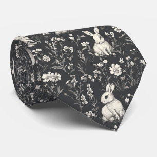 Cravate Lapin Élégant Toile Floral Motif Vintage (1)