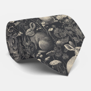 Cravate Lapin Élégant Toile Floral Motif Vintage (10)