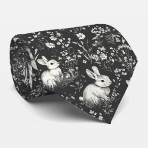 Cravate Lapin Élégant Toile Floral Motif Vintage (2)