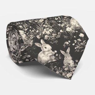 Cravate Lapin Élégant Toile Floral Motif Vintage (4)