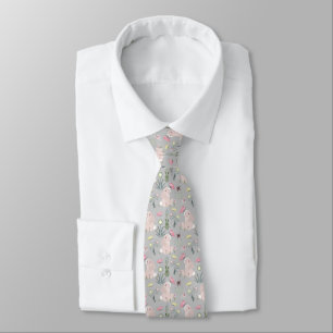 Cravate lapin mignon avec fleurs et papillons
