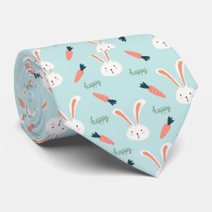 Cravate Lapin mignon bleu et blanc motif