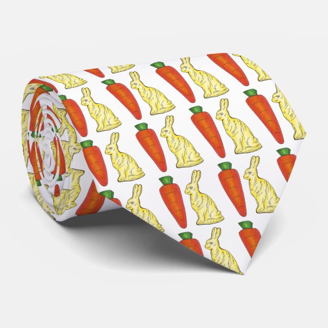 Cravate Lapins de chocolat Carottes Lapin de Pâques Cravat (Roulé)