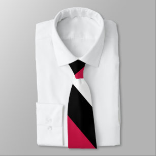 Cravate Large rayure blanche et noire rouge d'université