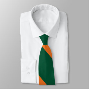 Cravate Large rayure verte et orange d'université