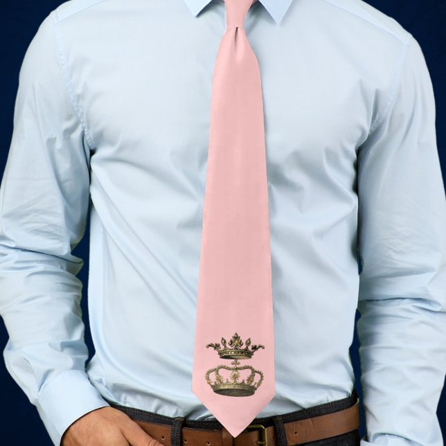 Cravate Laudete de couleur rose dimanche Avent de Noël (Rose Colored Laudete Sunday Advent tie with two gold crowns for Catholics)