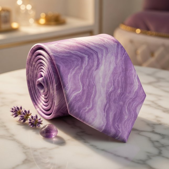 Cravate Lavender Marble Wave (Créateur téléchargé)