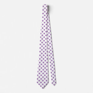 Cravate Lavender polka dots on white