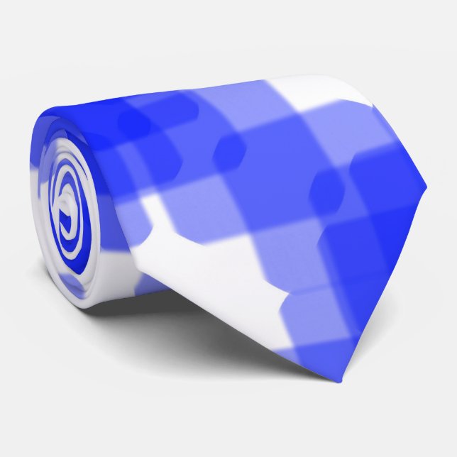 Cravate Layered True Blue Squared On White Pattern         (Roulé)