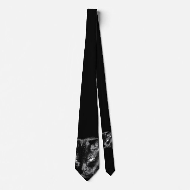 Cravate Le chat noir chanceux vous observe (Devant)