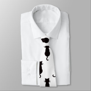 Cravate Le chat noir isolé sur le Motif à points Polka b