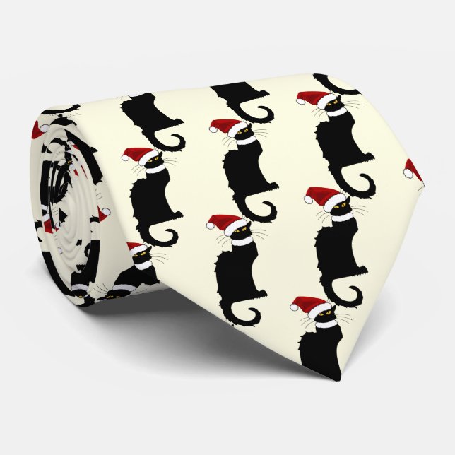 Cravate Le Chat Noir Noël (Roulé)