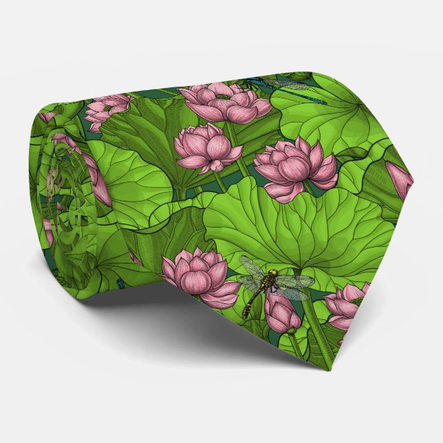 Cravate Le jardin du Lotus (Roulé)