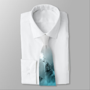 Cravate Le loup pleure dans le bleu d'hiver