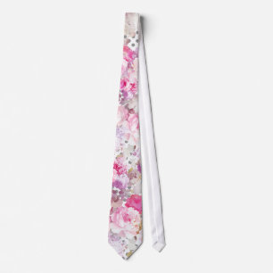Cravate Le pastel rose vintage fleurit le motif de pois