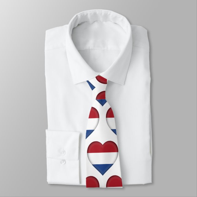 Cravate Le Pays-Bas Drapeau couleurs Motif de coeur Cravat (Attaché)