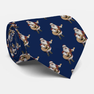 Cravate Le Père Noël Aime Jouer À La Guitare Accoustique