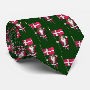 Cravate Le Père Noël visite Danemark Dannebrog