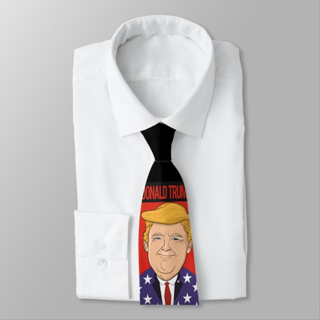 Cravate Le président Donald Trump. Drapeau américain. (Attaché)