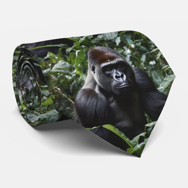 Cravate Le roi du gorille de minuit : Monarque de la forêt (Roulé)