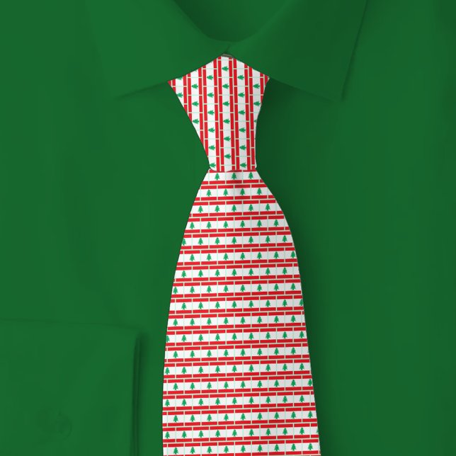 Cravate Lebanon Flag Brick Pattern (Créateur téléchargé)