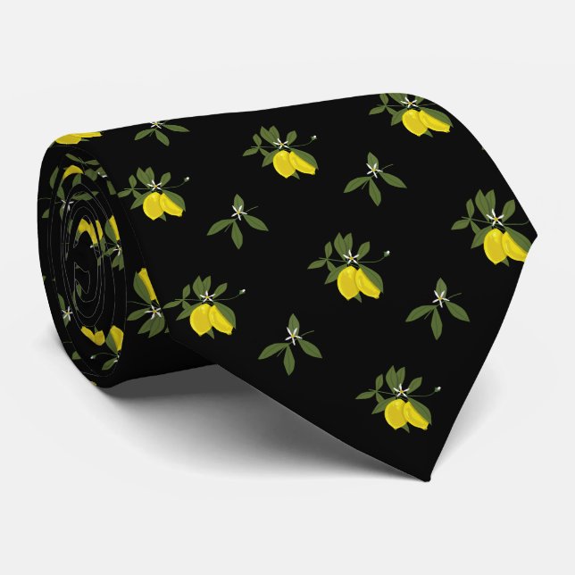 Cravate Lemons and flowers (Roulé)